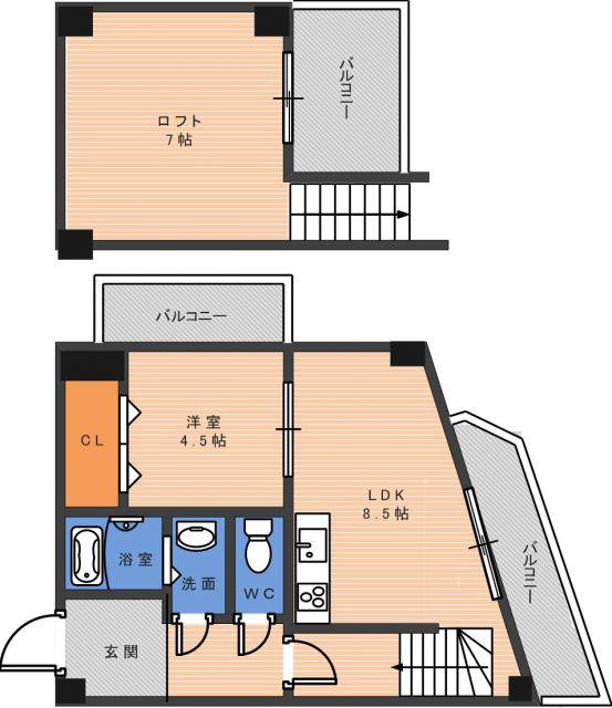 オーズレジデンス東住吉(2LDK/4階)の間取り写真