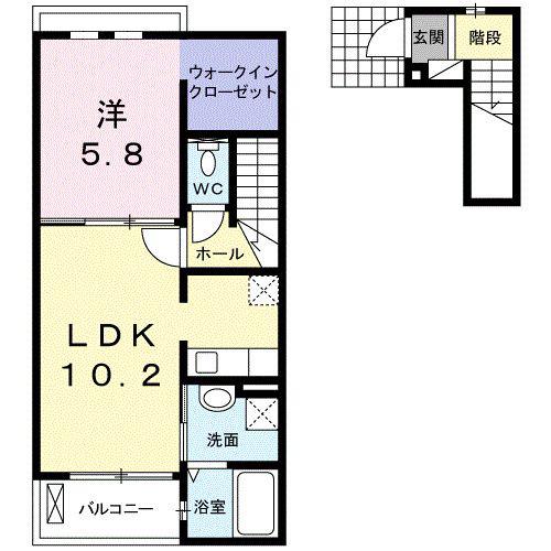 ランドマーク ハーバー(1LDK/2階)の間取り写真