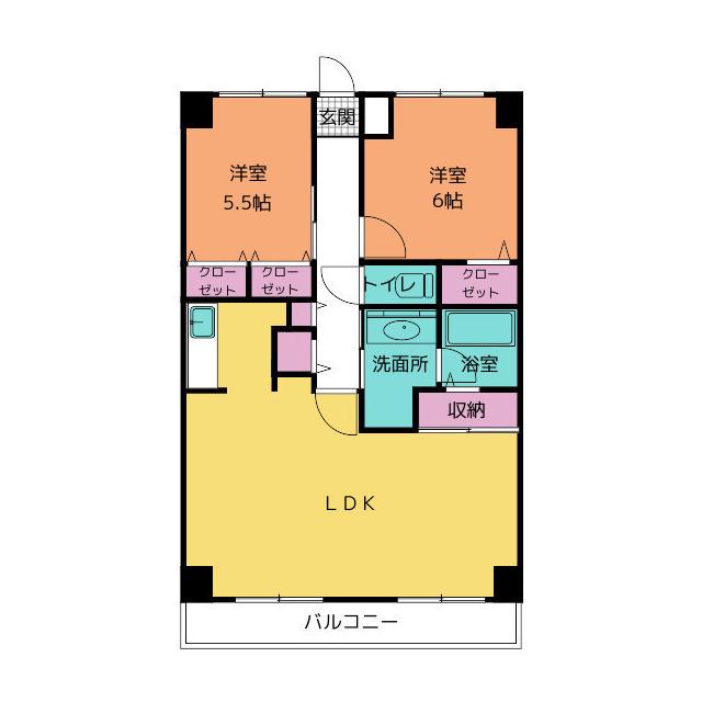 マンションベルシー(3LDK/9階)の間取り写真