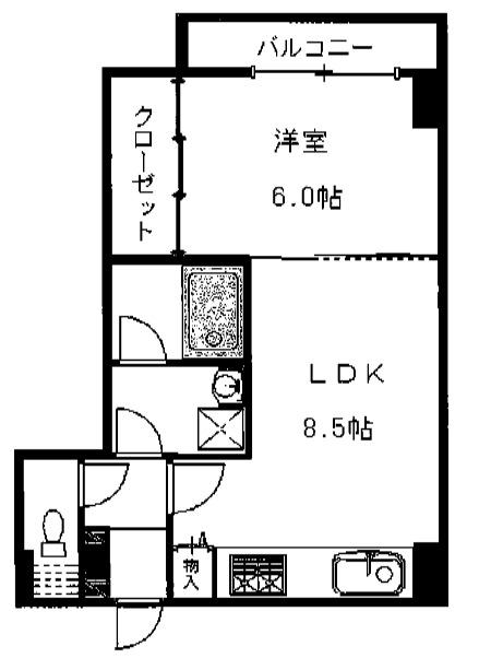 阪神ハイグレードマンション3番館(1LDK/5階)の間取り写真