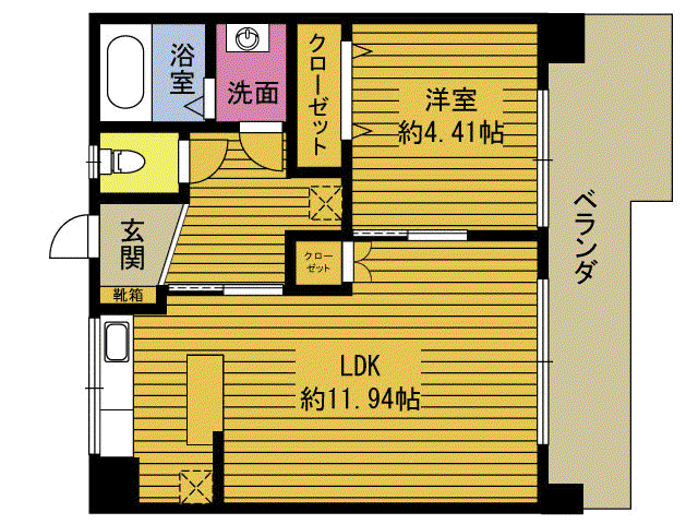 ZENITH豊饒(1LDK/3階)の間取り写真