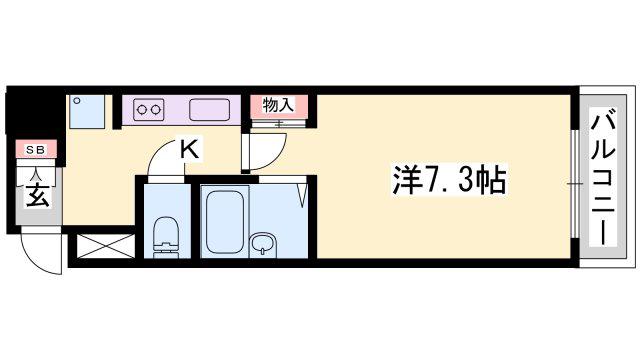 ジュネス姫路II(1K/2階)の間取り写真