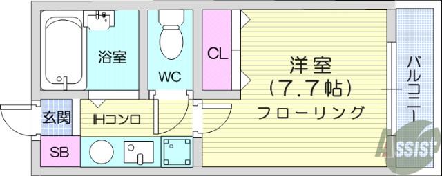 パークハイツ二軒茶屋(1K/4階)の間取り写真