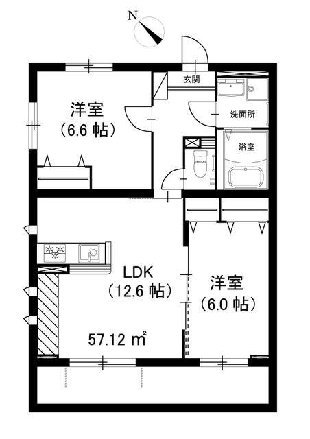 FLEX川口(2LDK/1階)の間取り写真