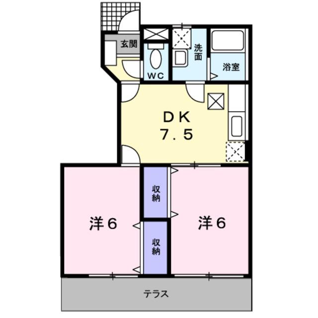 プレ・アーカソニー北館(2DK/1階)の間取り写真