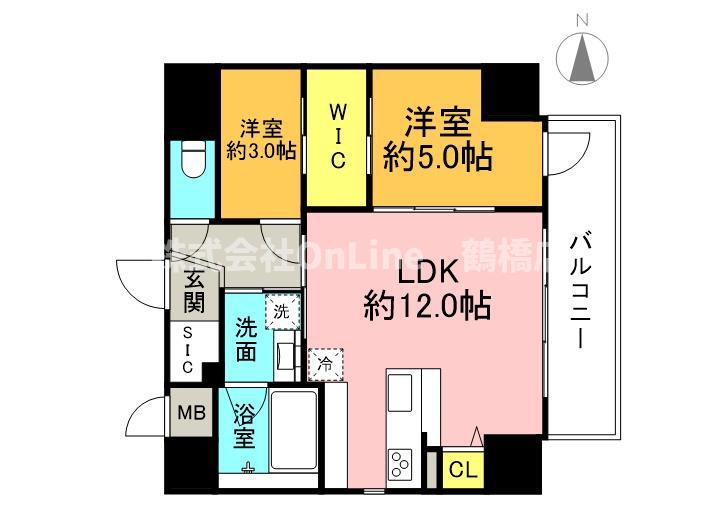 LA CASA 上汐(1SLDK/10階)の間取り写真