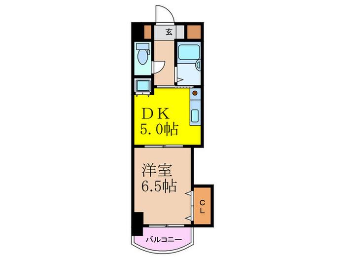 ノルデンハイム東三国A棟(1DK/8階)の間取り写真