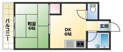 清川ビル(1DK/9階)の間取り写真