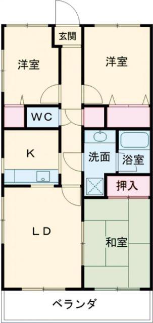 イーストヒルズ長岡(3LDK/2階)の間取り写真
