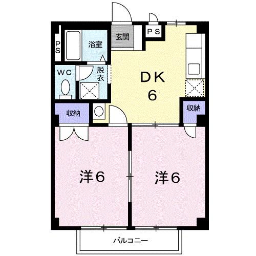 アムールハイツ(2DK/2階)の間取り写真