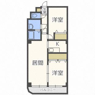 KINSEI(2LDK/2階)の間取り写真