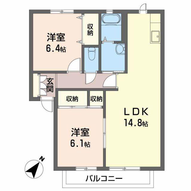 YSアパートメント(2LDK/2階)の間取り写真