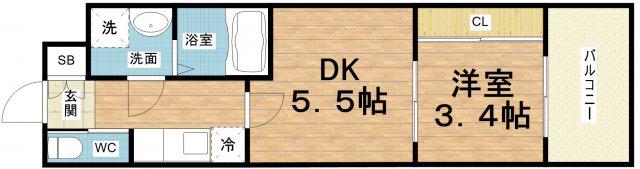 ビガーポリス416天満四丁目II(1DK/2階)の間取り写真