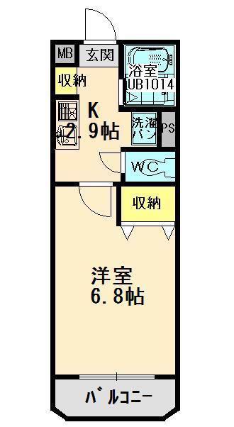 ユーミー加藤B(1K/3階)の間取り写真