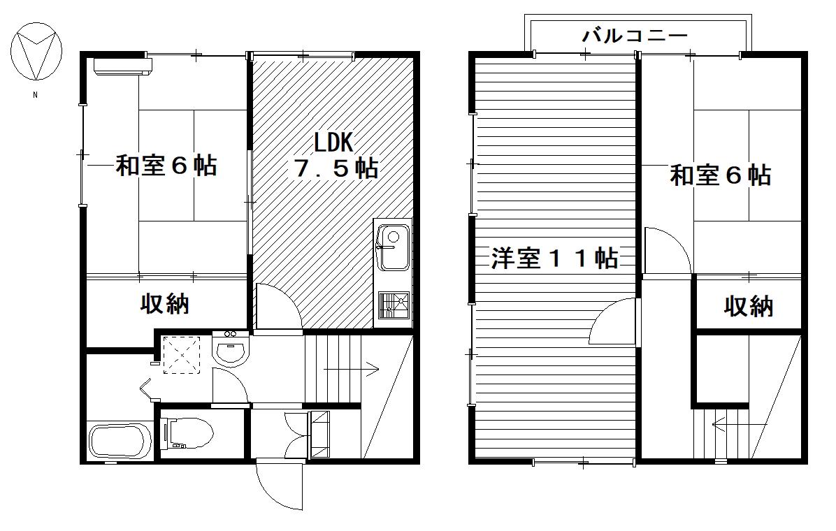 スカイハイツ(3LDK/1階)の間取り写真