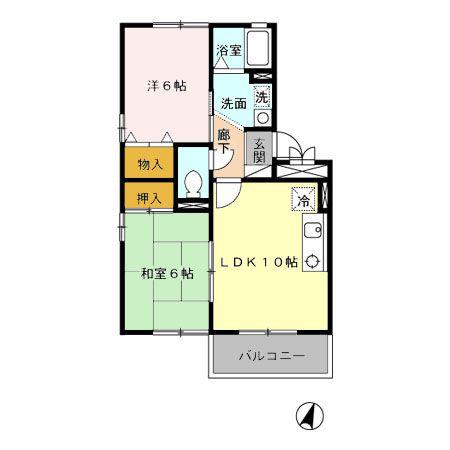 セジュールK(2LDK/2階)の間取り写真