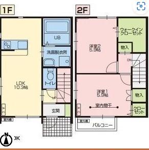 マーブル(2LDK/1階)の間取り写真