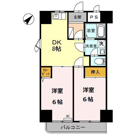 レジデンスKANGI(2DK/2階)の間取り写真