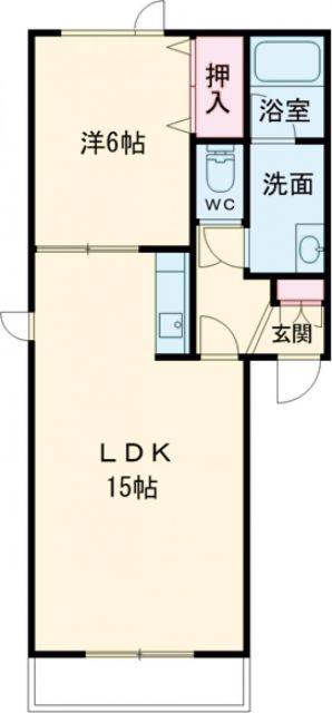 ペガサス中道(1LDK/1階)の間取り写真