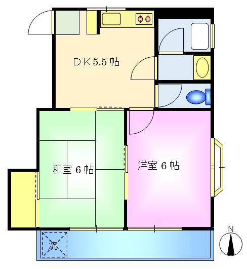 シャルムメゾンA(2DK/1階)の間取り写真