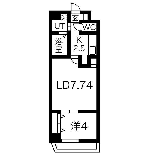パーラム豊津(1LDK/2階)の間取り写真