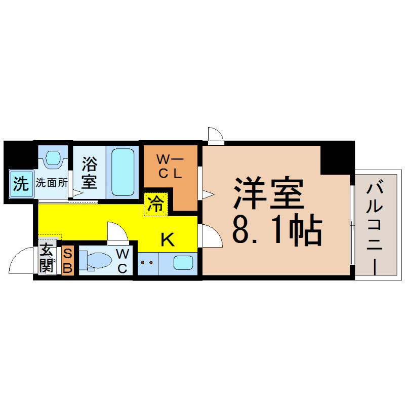 シャルマン新栄(1K/3階)の間取り写真