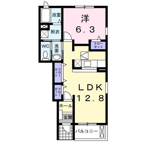 ダイヤモンドフラット I(1LDK/1階)の間取り写真
