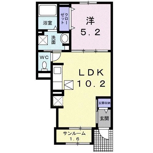 レジデンス イン ブルーム(1LDK/1階)の間取り写真
