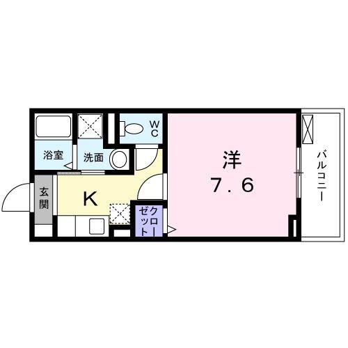 エバーグリーン(1K/2階)の間取り写真