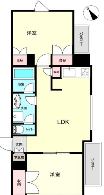 ブルンネン国立(2LDK/2階)の間取り写真