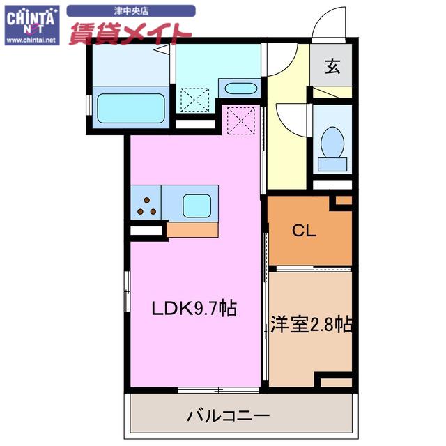 ディーシャンブル南丸之内 B棟(1LDK/2階)の間取り写真