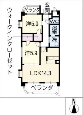 クレール新知(2LDK/1階)の間取り写真