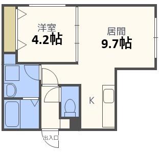 ヒルカハルーク(1LDK/2階)の間取り写真