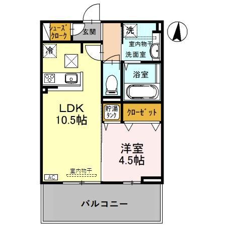 石川県金沢市 3階建 築11年(1LDK/1階)の間取り写真
