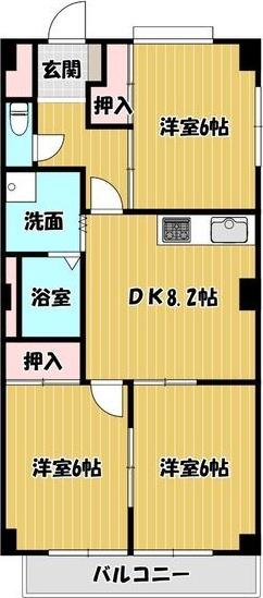 リヒテン山崎(3DK/4階)の間取り写真