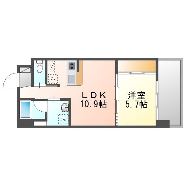 グランフェリス(1LDK/2階)の間取り写真