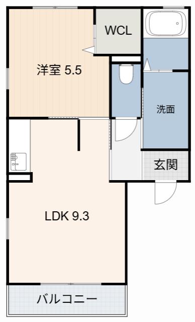 ESPOIR A(1LDK/1階)の間取り写真