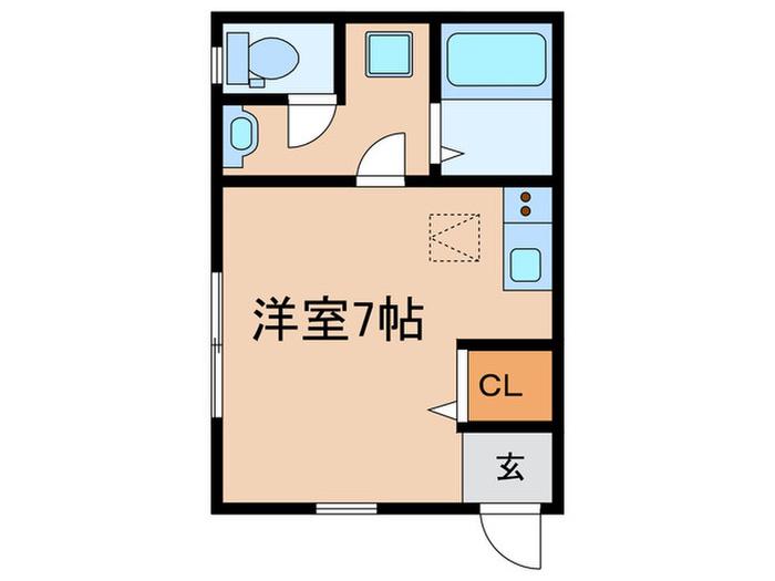 チャーチサイドテラス(ワンルーム/1階)の間取り写真