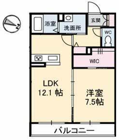 ECRARGE C棟(1LDK/3階)の間取り写真