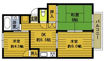 プレジール堂園(3K/2階)の間取り写真