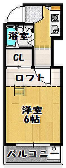 アミング富田林(1K/1階)の間取り写真