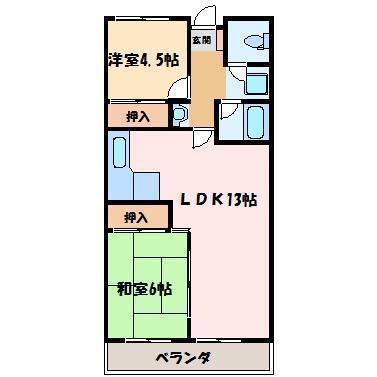 コーナン徳常ビル(2LDK/3階)の間取り写真