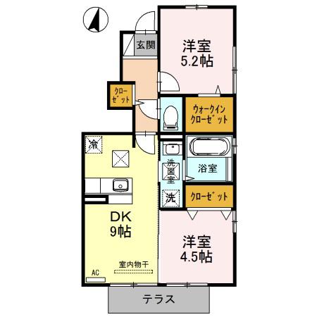 ハイム新町西(2DK/1階)の間取り写真
