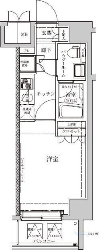セジョリ横浜鶴見II(1K/9階)の間取り写真