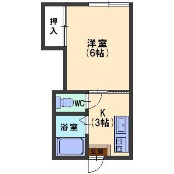コーポ北安江(1K/2階)の間取り写真