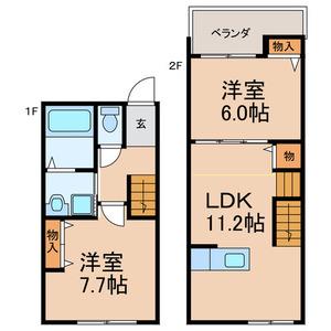 マルシェルブ柏(2LDK/1階)の間取り写真