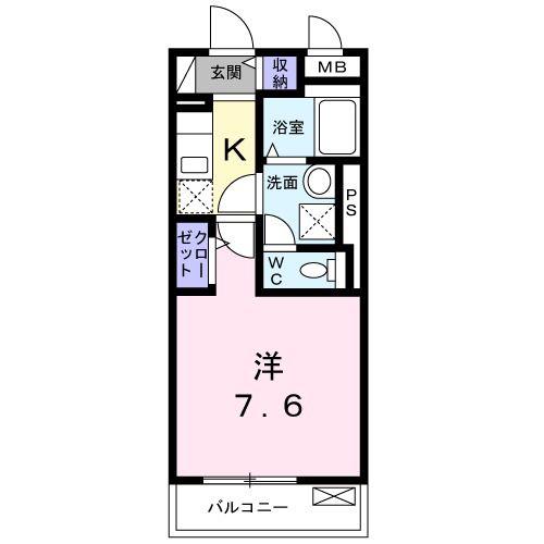 カーサファミリア(1K/2階)の間取り写真