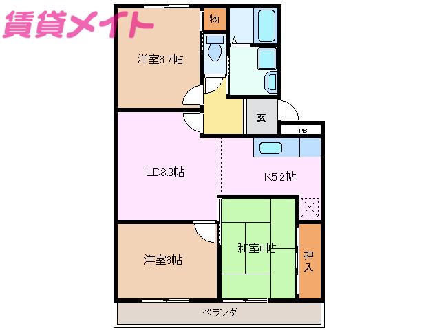 アムールヴァン(3LDK/3階)の間取り写真