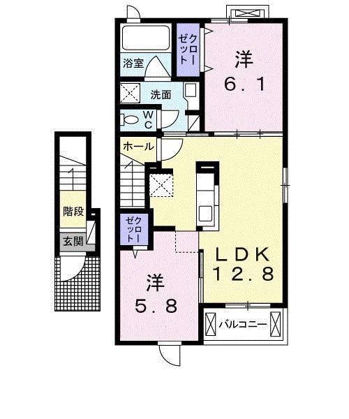 ボヌール ミー(2LDK/2階)の間取り写真