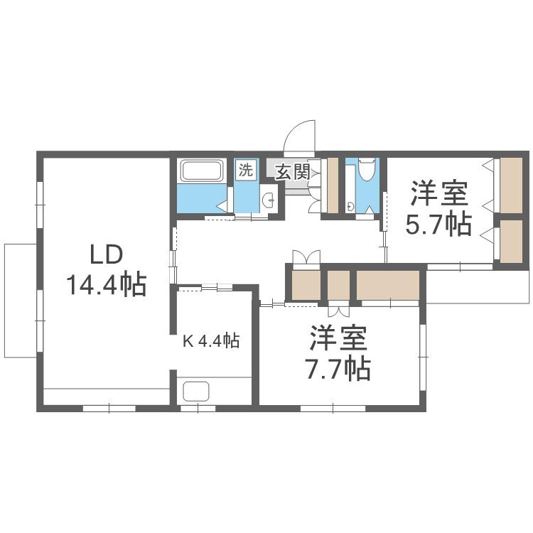 リリアムハウス(2LDK/4階)の間取り写真